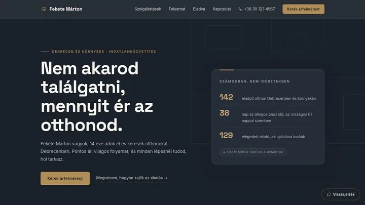 Fekete Márton weboldal koncepció