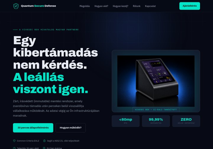 QuantumSecureDefense weboldal